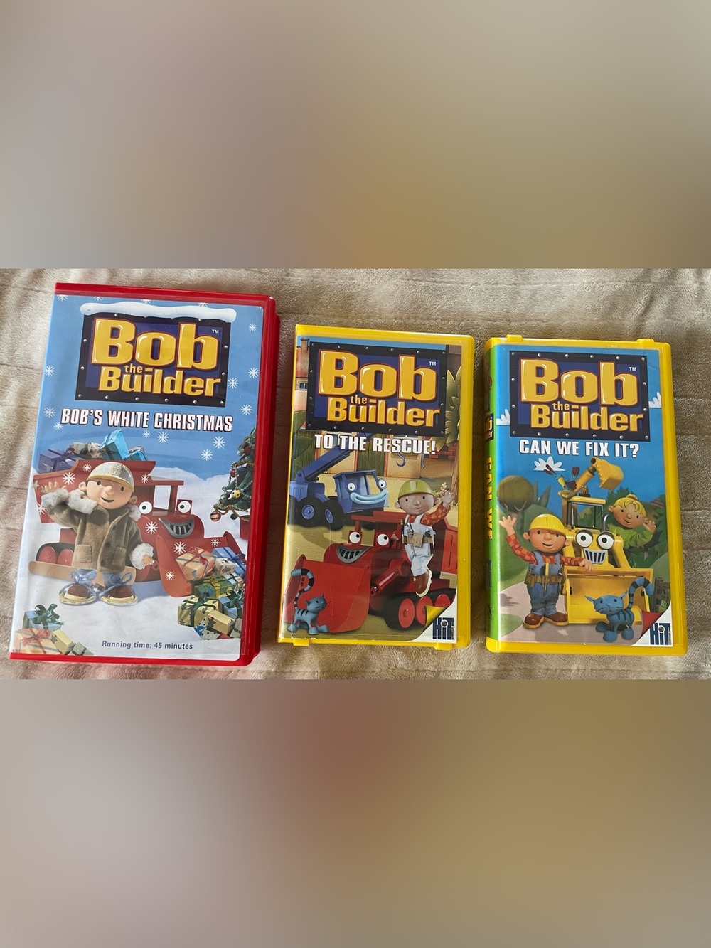 Bob The Builder Lot Of 3 VHS Tapes To The Rescue, Can We Fix It, White Christmas